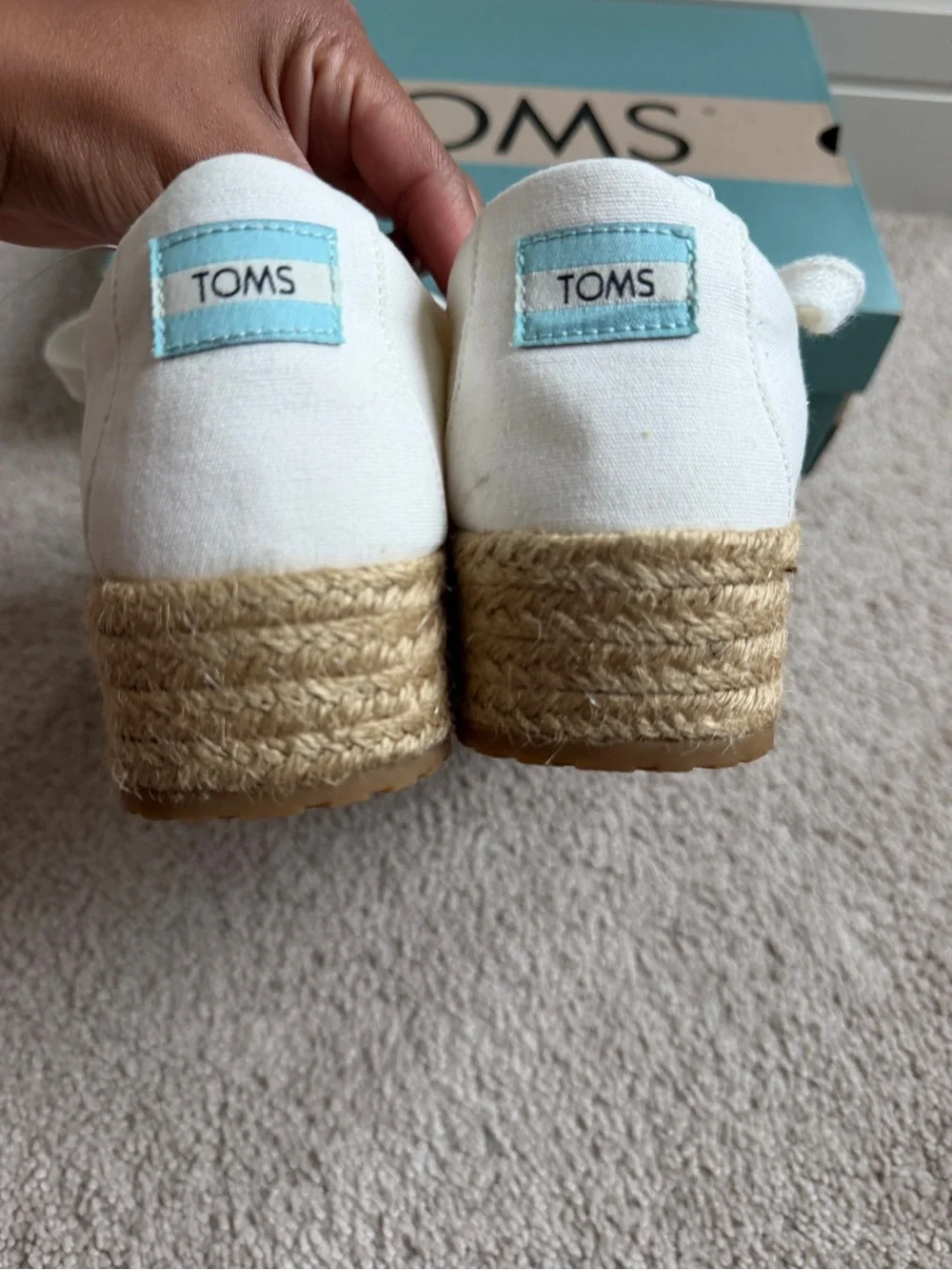 Tom’s Women's White Canvas Platform Sneakers with Espadrille Sole